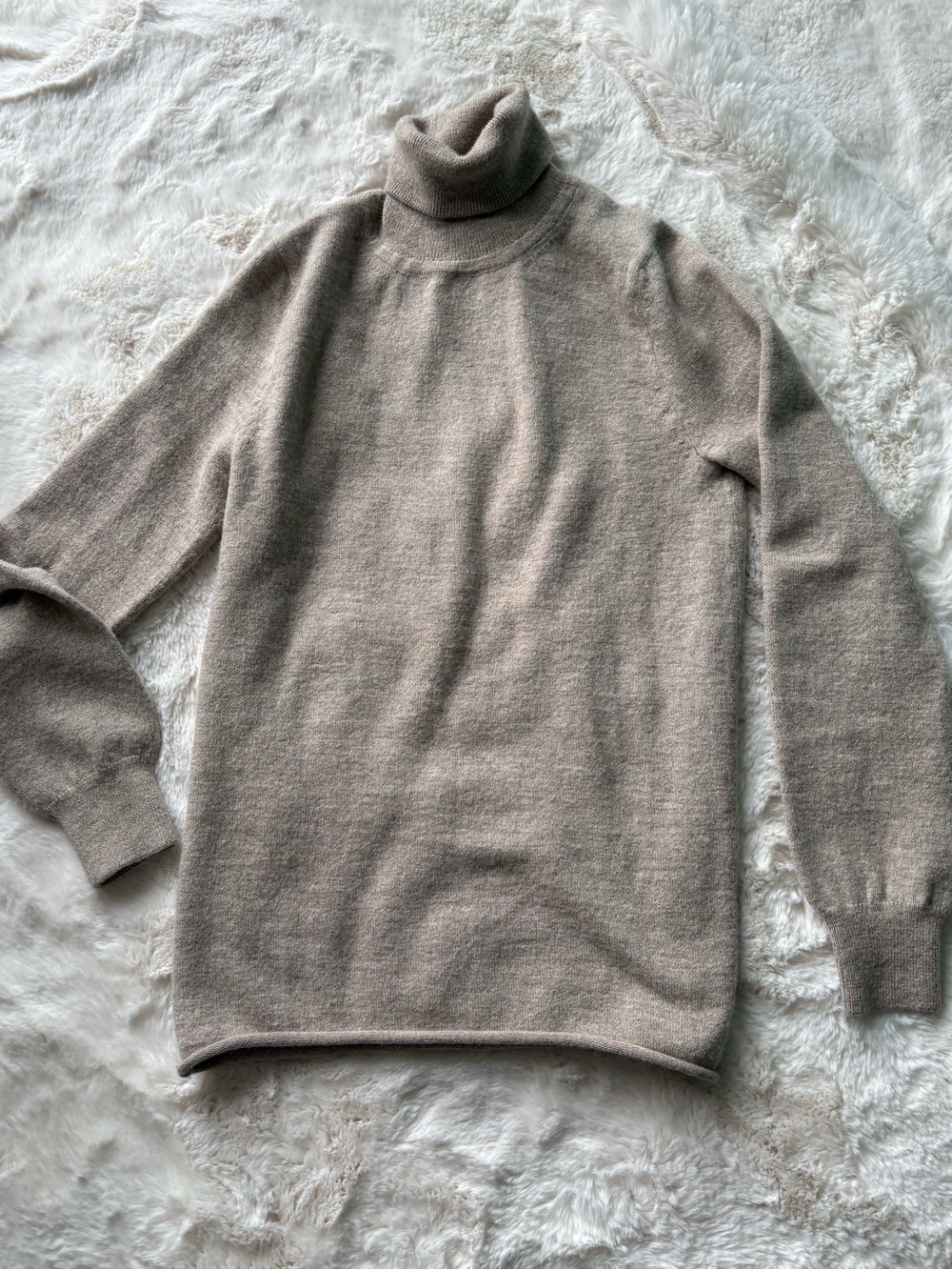 Lauren Manoogian Women's Taupe Cowl Turtleneck Sweater
